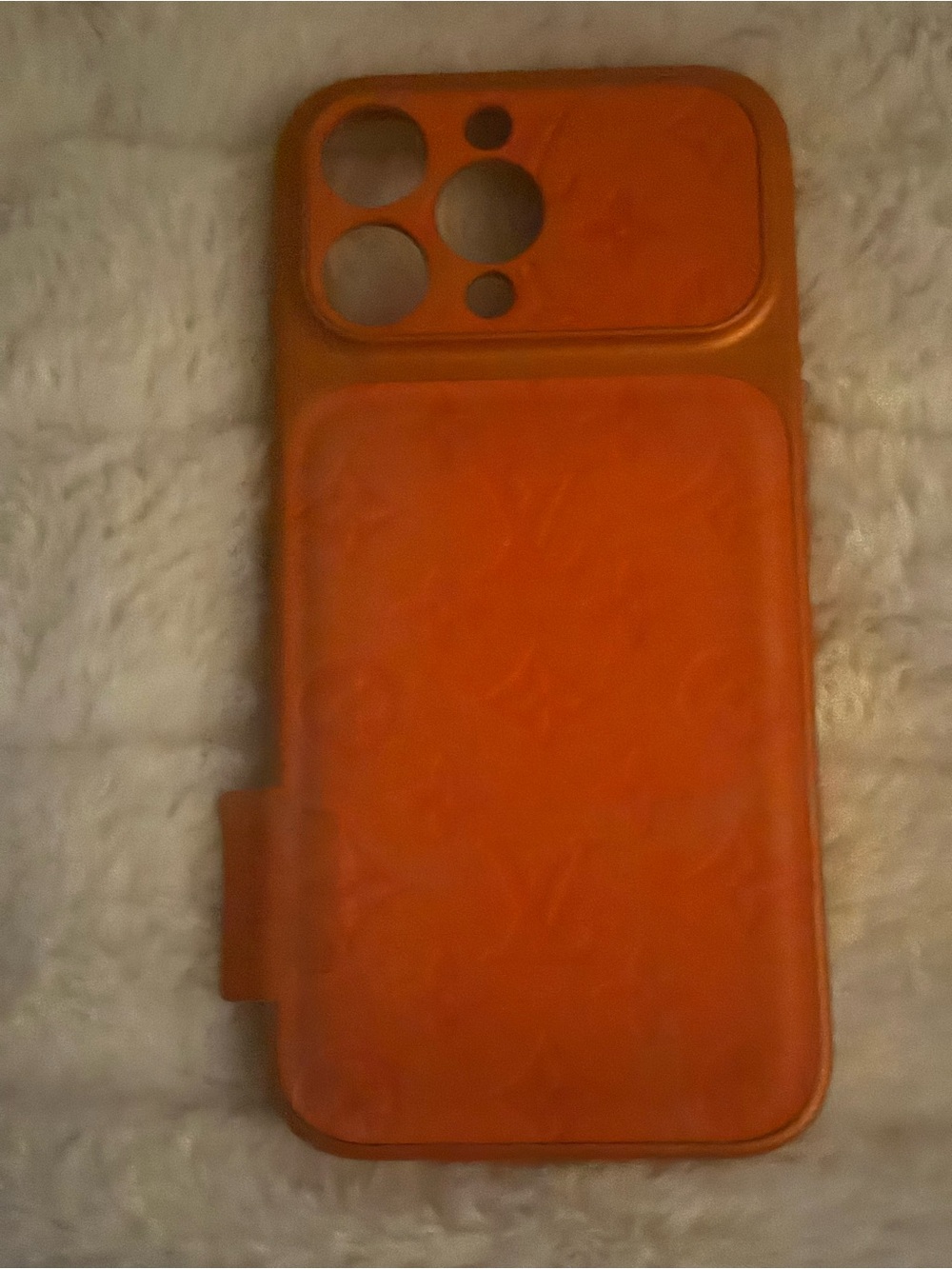 Orange Wallet-Style Phone Case with Camera Cover